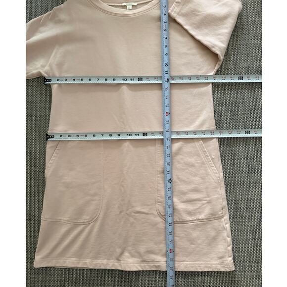COS 100% Cotton Crewneck Tunic  Relaxed Sweatshirt Dress w/Pockets Peach Pink XS - Picture 6 of 7